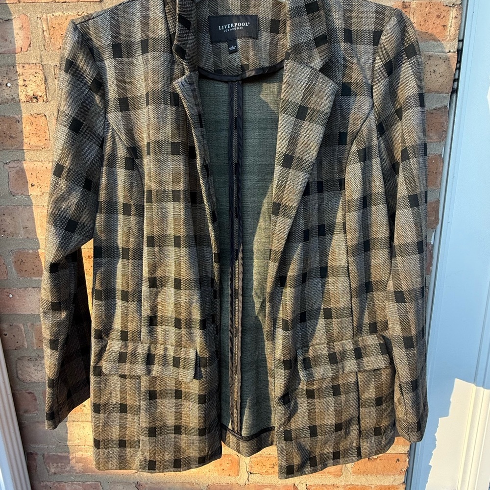 Liverpool Women's Checkered Blazer - Black and Tan